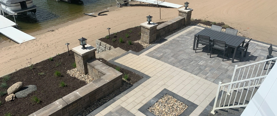 Backyard transformation beside water in La Vista, NE.