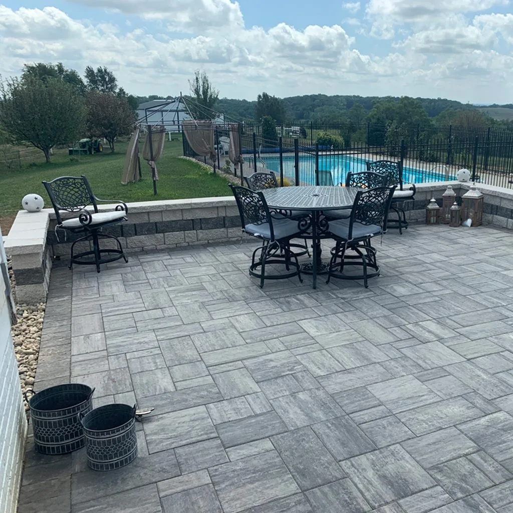 Retaining wall with patio installed in Omaha, NE.